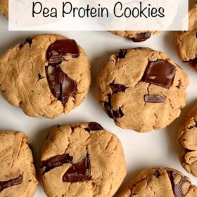 Cookies made with protein powder on a white plate.